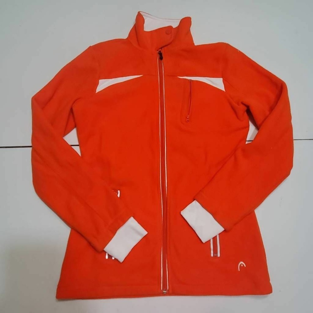 Head Womens Activewear Track Jacket Orange Zip Front Pockets Mock Neck Tennis S